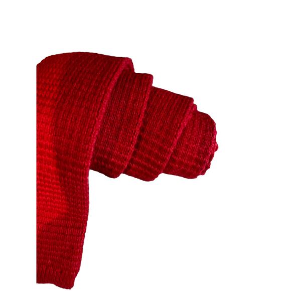 Vintage Austin Reed Red textured Cotton flat bottom tie - Picture 3 of 4